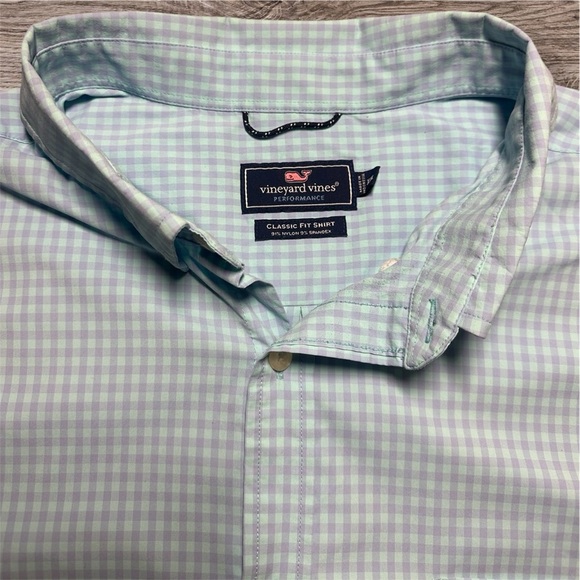 Vineyard Vines Performance OTG Blue Purple Gingham button up shirt in size 2XL - Picture 2 of 8